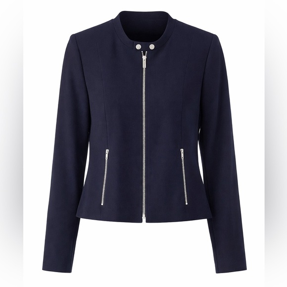Calvin Klein Jackets & Blazers - Calvin Klein Navy Blue Zip-Front Jacket w/ Silver Hardware | Size 18W